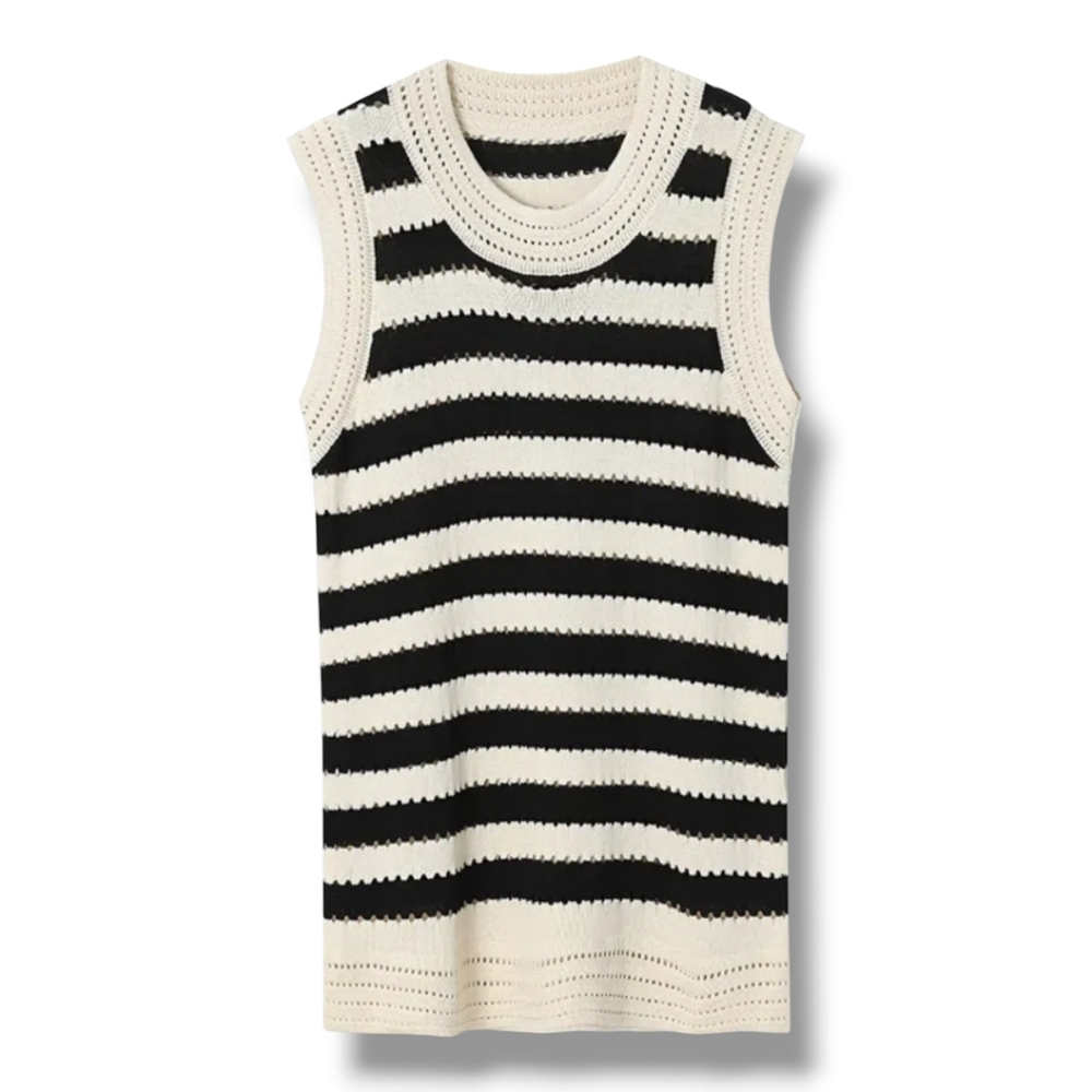 Commense Classy Stripe Crochet Sweater Vest